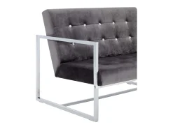 Sofá*Helloshop26 Sofá de 2 lugares para sala de estar decoração de interiores com braços cinza escuro cromado e veludo 02_0019479 Cinzento