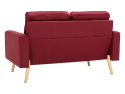 Sofá*Helloshop26 Sofá de 2 lugares para sala de estar sala de TV decoração de interiores tecido vermelho borgonha 02_0020600 Bordeaux
