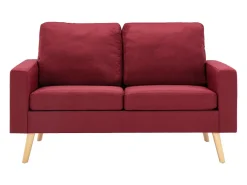 Sofá*Helloshop26 Sofá de 2 lugares para sala de estar sala de TV decoração de interiores tecido vermelho borgonha 02_0020600 Bordeaux