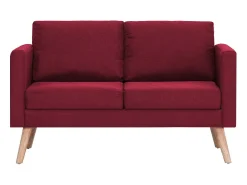 Helloshop26 Sofá de 2 lugares para sala de estar sala de TV decoração de interiores tecido vermelho borgonha 02_0018928 Bordeaux
