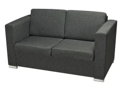 Helloshop26 Sofá de 2 lugares para sala de estar decoração de interiores tecido cinza escuro 02_0020062 Cinzento