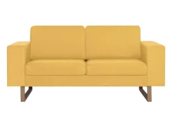 Clearance Helloshop26 Sofá de 2 lugares para sala de estar sala de TV decoração de interiores tecido 02_0020779 Amarelo