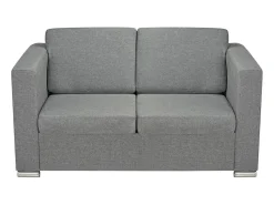 Sofá*Helloshop26 Sofá de 2 lugares para sala de estar sala de TV decoração de interiores tecido cinza claro 02_0019064 Cinzento