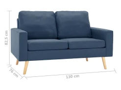 Sofá*Helloshop26 Sofá de 2 lugares para sala de estar sala de TV decoração de interiores tecido 02_0019448 Azul