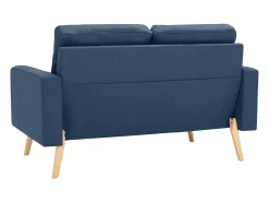 Sofá*Helloshop26 Sofá de 2 lugares para sala de estar sala de TV decoração de interiores tecido 02_0019448 Azul