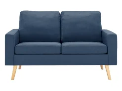 Sofá*Helloshop26 Sofá de 2 lugares para sala de estar sala de TV decoração de interiores tecido 02_0019448 Azul
