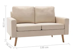 Sofá*Helloshop26 Sofá de 2 lugares para sala de estar sala de TV decoração de interiores tecido 02_0020832 Creme
