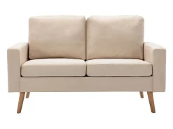 Sofá*Helloshop26 Sofá de 2 lugares para sala de estar sala de TV decoração de interiores tecido 02_0020832 Creme