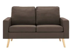 Sofá*Helloshop26 Sofá de 2 lugares para sala de estar decoração de interiores tecido marrom 02_0019449 Castanho