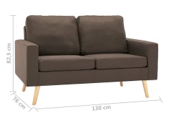 Sofá*Helloshop26 Sofá de 2 lugares para sala de estar decoração de interiores tecido marrom 02_0019449 Castanho
