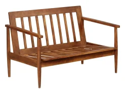 Sofá|Helloshop26 Sofá de 2 lugares para sala de estar sala de TV decoração de interiores em couro legítimo com madeira de acácia marrom 02_0019446 Castanho