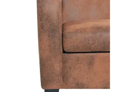 Outlet Helloshop26 Sofá de 2 lugares para sala de estar decoração de interiores camurça sintética marrom 02_0020776 Castanho
