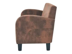 Outlet Helloshop26 Sofá de 2 lugares para sala de estar decoração de interiores camurça sintética marrom 02_0020776 Castanho