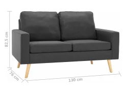 Sofá*Helloshop26 Sofá de 2 lugares para sala de estar sala de TV decoração de interiores tecido cinza escuro 02_0020602 Cinzento