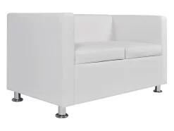 Helloshop26 Sofá de 2 lugares para sala de estar sala de TV decoração de interiores couro sintético 02_0019605^ Sofá