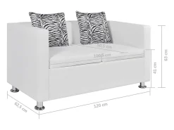 Helloshop26 Sofá de 2 lugares para sala de estar sala de TV decoração de interiores couro sintético 02_0019605^ Sofá
