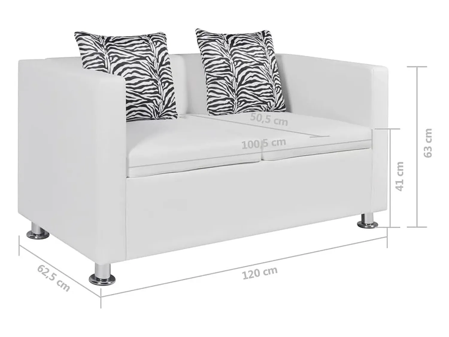 Helloshop26 Sofá de 2 lugares para sala de estar sala de TV decoração de interiores couro sintético 02_0019605^ Sofá