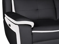 Sofá*Vente-unique Sofá de 3 lugares relax elétrico em pele Preto e branco - ANGELIQUE Preto / Branco