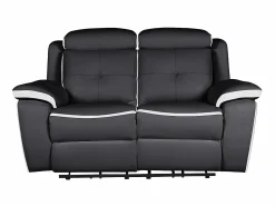 Sofá|Vente-unique Sofá de 2 lugares relax elétrico em pele Preto e branco - ANGELIQUE Preto / Branco