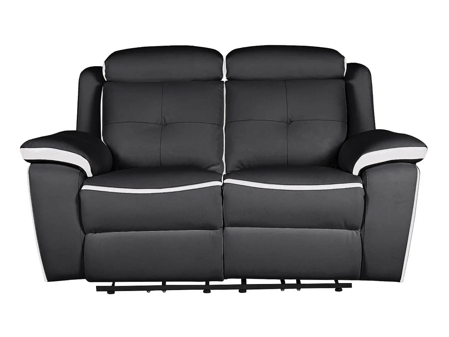 Sofá|Vente-unique Sofá de 2 lugares relax elétrico em pele Preto e branco - ANGELIQUE Preto / Branco