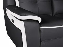 Sofá|Vente-unique Sofá de 2 lugares relax elétrico em pele Preto e branco - ANGELIQUE Preto / Branco