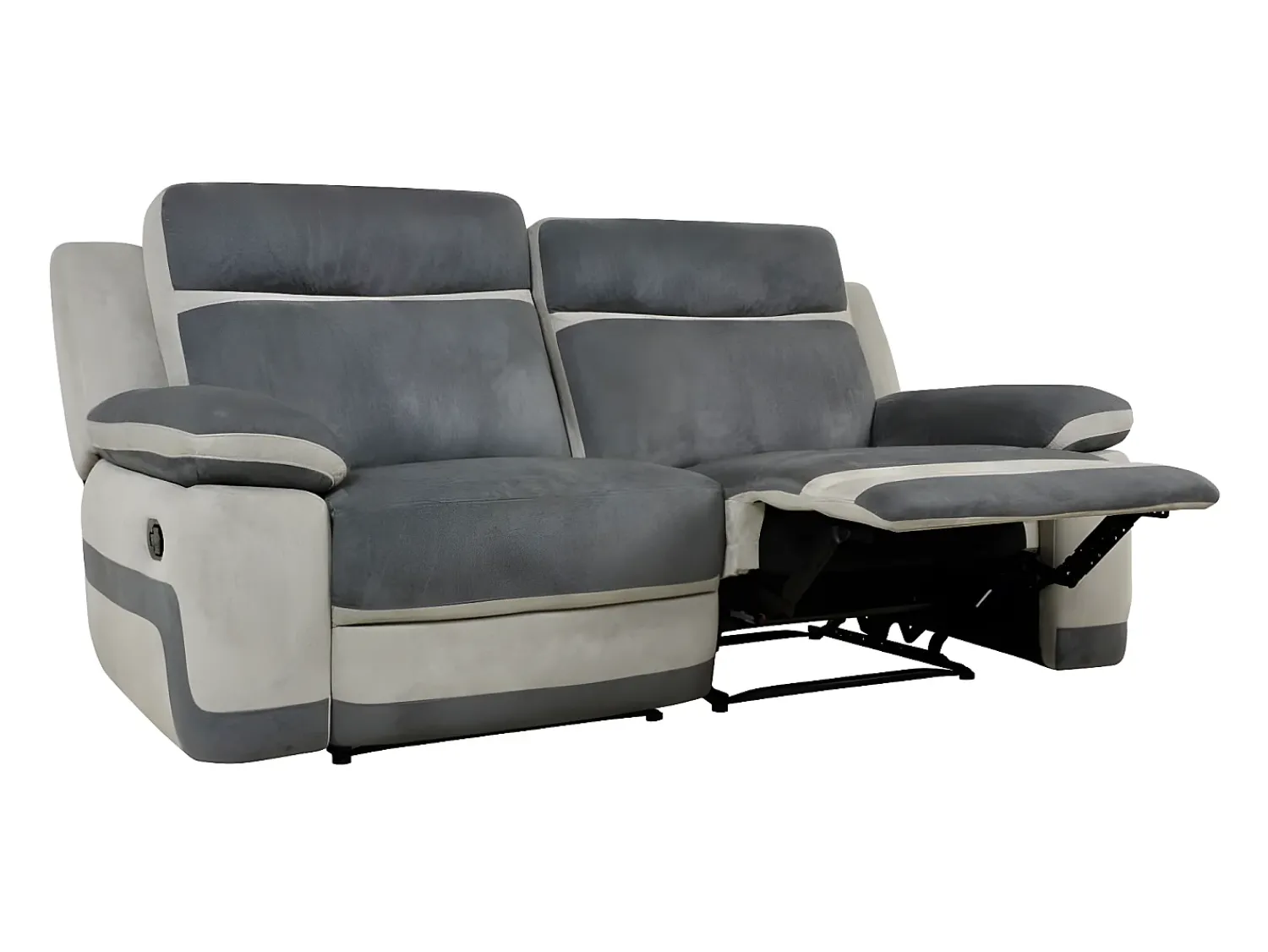 Sale Vente-unique Sofá de 3 lugares relax em microfibra Cinza e antracite - TALCA Cinza antracite
