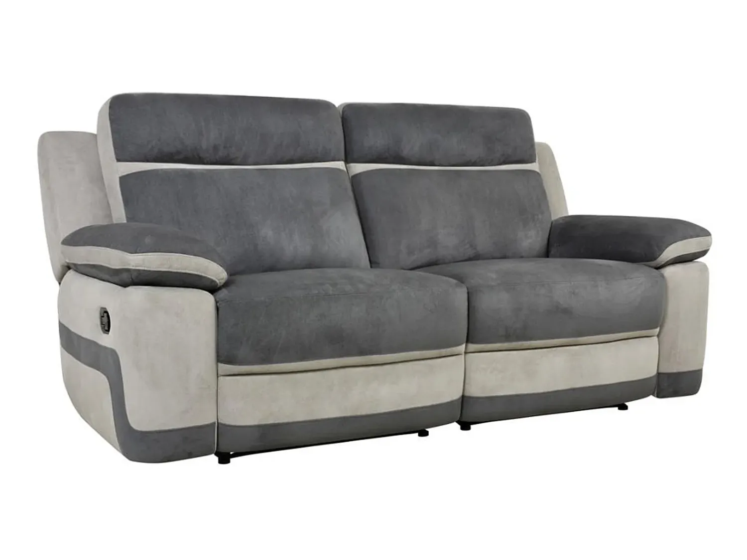 Sale Vente-unique Sofá de 3 lugares relax em microfibra Cinza e antracite - TALCA Cinza antracite