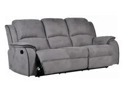 Sofá*Vente-unique Sofá de 3 lugares relax em microfibra - HERNANI Cinzento
