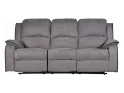 Sofá*Vente-unique Sofá de 3 lugares relax em microfibra - HERNANI Cinzento
