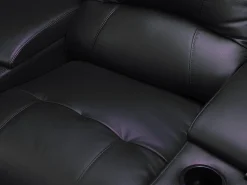Outlet Vente-unique Sofá de 3 lugares relax em pele - AROMA Preto