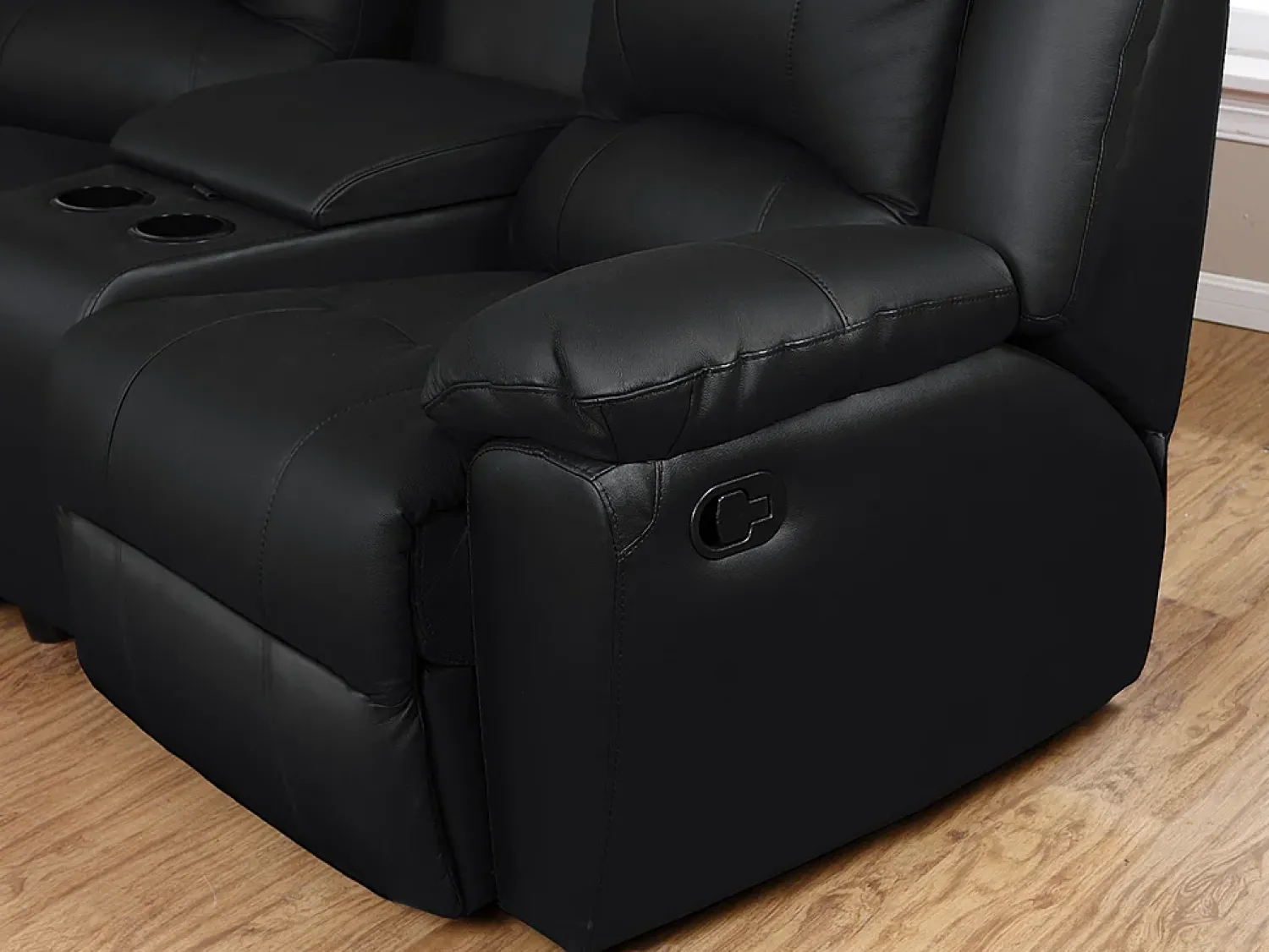 Outlet Vente-unique Sofá de 3 lugares relax em pele - AROMA Preto