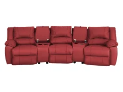 Clearance Vente-unique Sofá de 3 lugares relax em pele - AROMA Vermelho