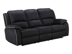 Sofá|Vente-unique Sofá de 3 lugares relax em microfibra - HERNANI Preto
