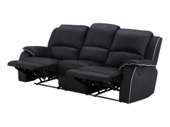 Sofá|Vente-unique Sofá de 3 lugares relax em microfibra - HERNANI Preto