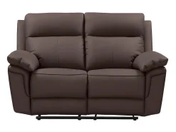 Vente-unique Sofá de 2 lugares relax manual em pele de búfalo Castanho - PAKITA^ Sofá