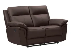 Vente-unique Sofá de 2 lugares relax manual em pele de búfalo Castanho - PAKITA^ Sofá