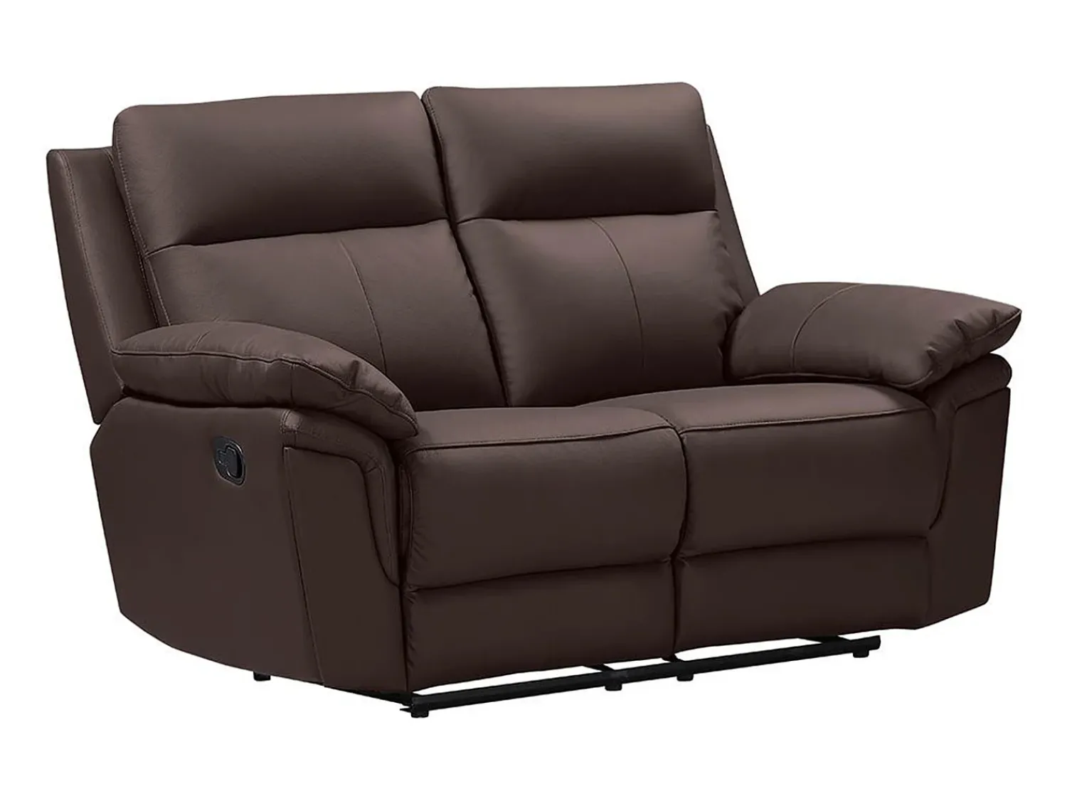Vente-unique Sofá de 2 lugares relax manual em pele de búfalo Castanho - PAKITA^ Sofá