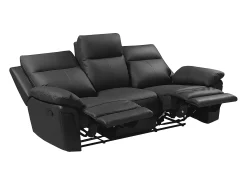 Sofá*Vente-unique Sofá de 3 lugares relax manual em pele de búfalo - PAKITA Preto