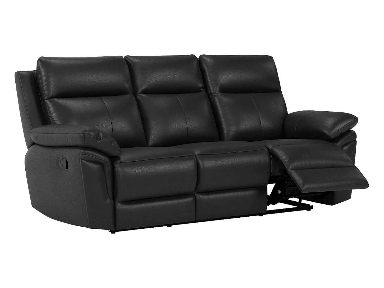 Sofá*Vente-unique Sofá de 3 lugares relax manual em pele de búfalo - PAKITA Preto