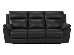 Sofá*Vente-unique Sofá de 3 lugares relax manual em pele de búfalo - PAKITA Preto