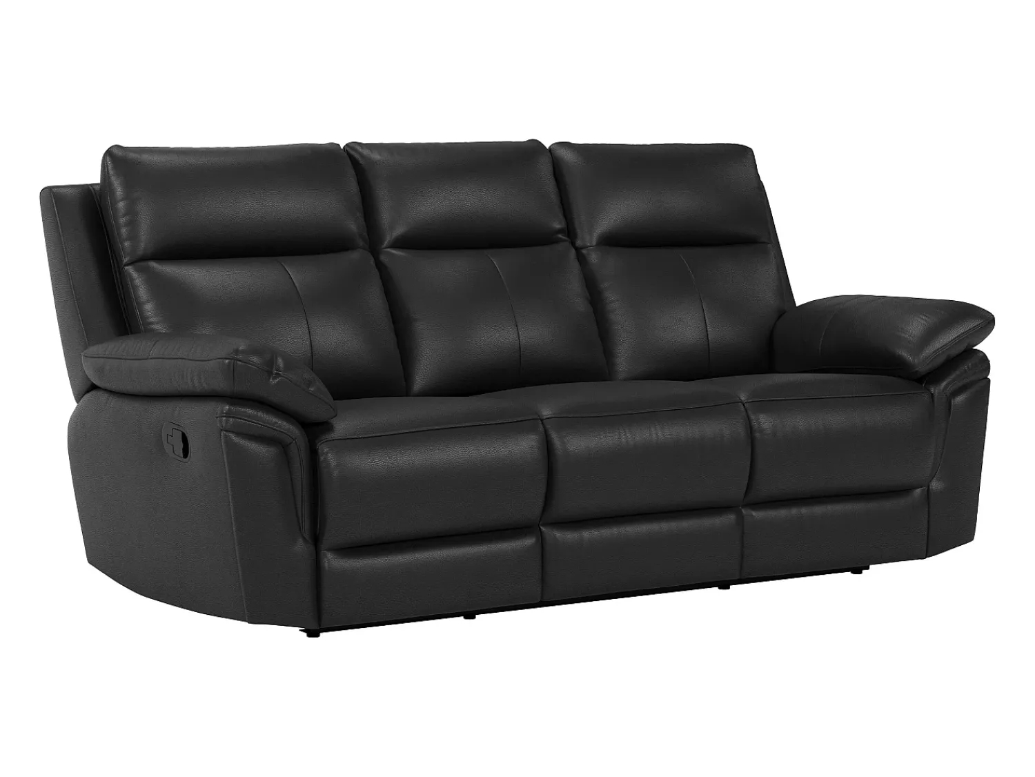 Sofá*Vente-unique Sofá de 3 lugares relax manual em pele de búfalo - PAKITA Preto
