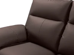 Vente-unique Sofá de 3 lugares relax manual em pele de búfalo Castanho - PAKITA^ Sofá