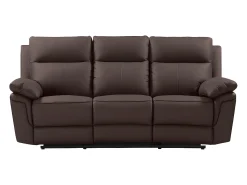 Vente-unique Sofá de 3 lugares relax manual em pele de búfalo Castanho - PAKITA^ Sofá
