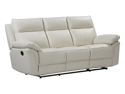 Sale Vente-unique Sofá de 3 lugares relax manual em pele de búfalo - PAKITA Marfim