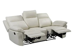 Sale Vente-unique Sofá de 3 lugares relax manual em pele de búfalo - PAKITA Marfim