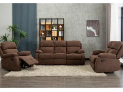 Best Vente-unique Sofá de 2 lugares relax manual em tecido - TOLZANO Castanho