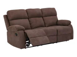 Sofá|Vente-unique Sofá de 3 lugares relax manual em tecido - TOLZANO Castanho