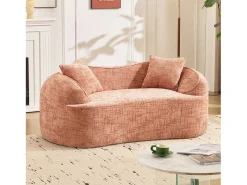 Discount Sofá de 2 lugares - Sofá reto com 2 almofadas e braços - chenille Rosa