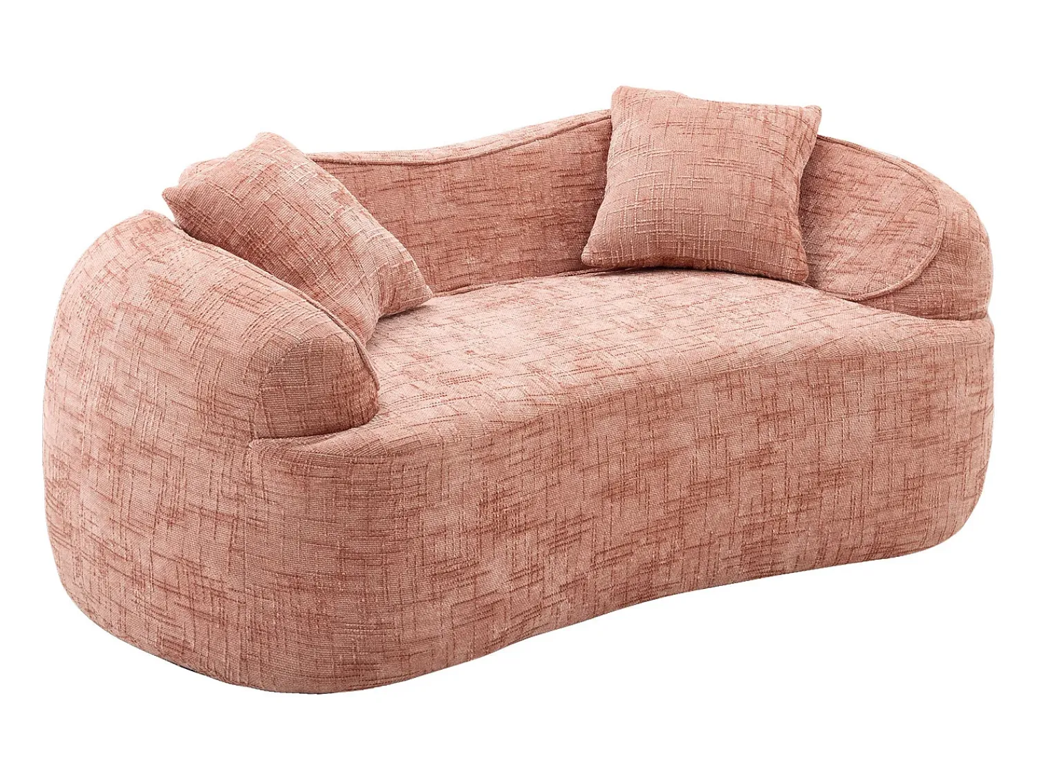 Discount Sofá de 2 lugares - Sofá reto com 2 almofadas e braços - chenille Rosa