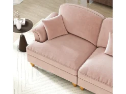 Sofá|Hauss Spole Sofá de 3 lugares com apoio lombar - Apoio para os pés móvel - Tecido chenille Rosa